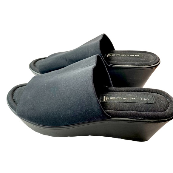 New Steve Madden Black Wedge Slip on Sandal Womens Shoes size 7.5 - Picture 3 of 10